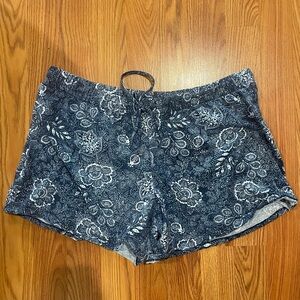 Lucky Brand Navy and White Paisley Pajama Shorts